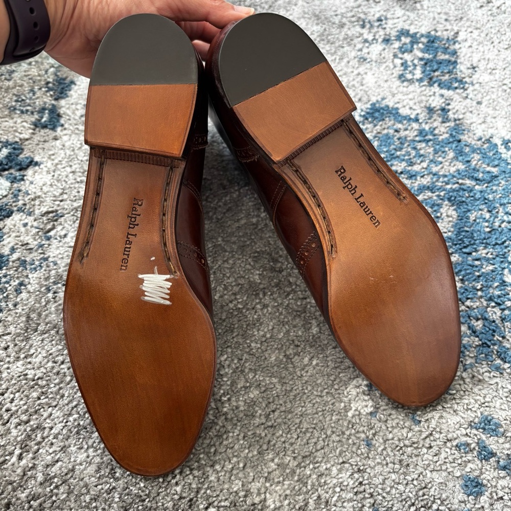 Vintage Ralph Lauren collection Sz 8.5 Granny Lace Up tan calfskin Ankle Booties - Picture 7 of 8